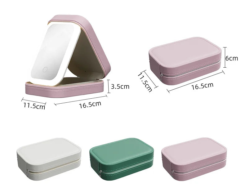LED Makeup Mirror Case | 3 Light Modes | Organizer & Travel Pouch | Touch Control