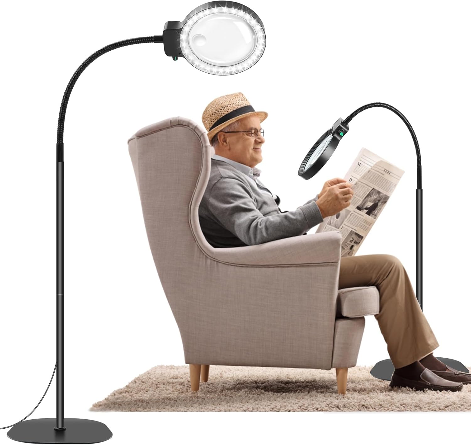 Illuminated Magnifier with Flexible Stand for Precision Tasks