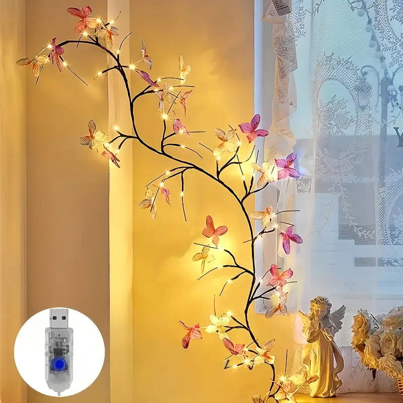 Enchanting LED Tree Light with Butterfly Accents