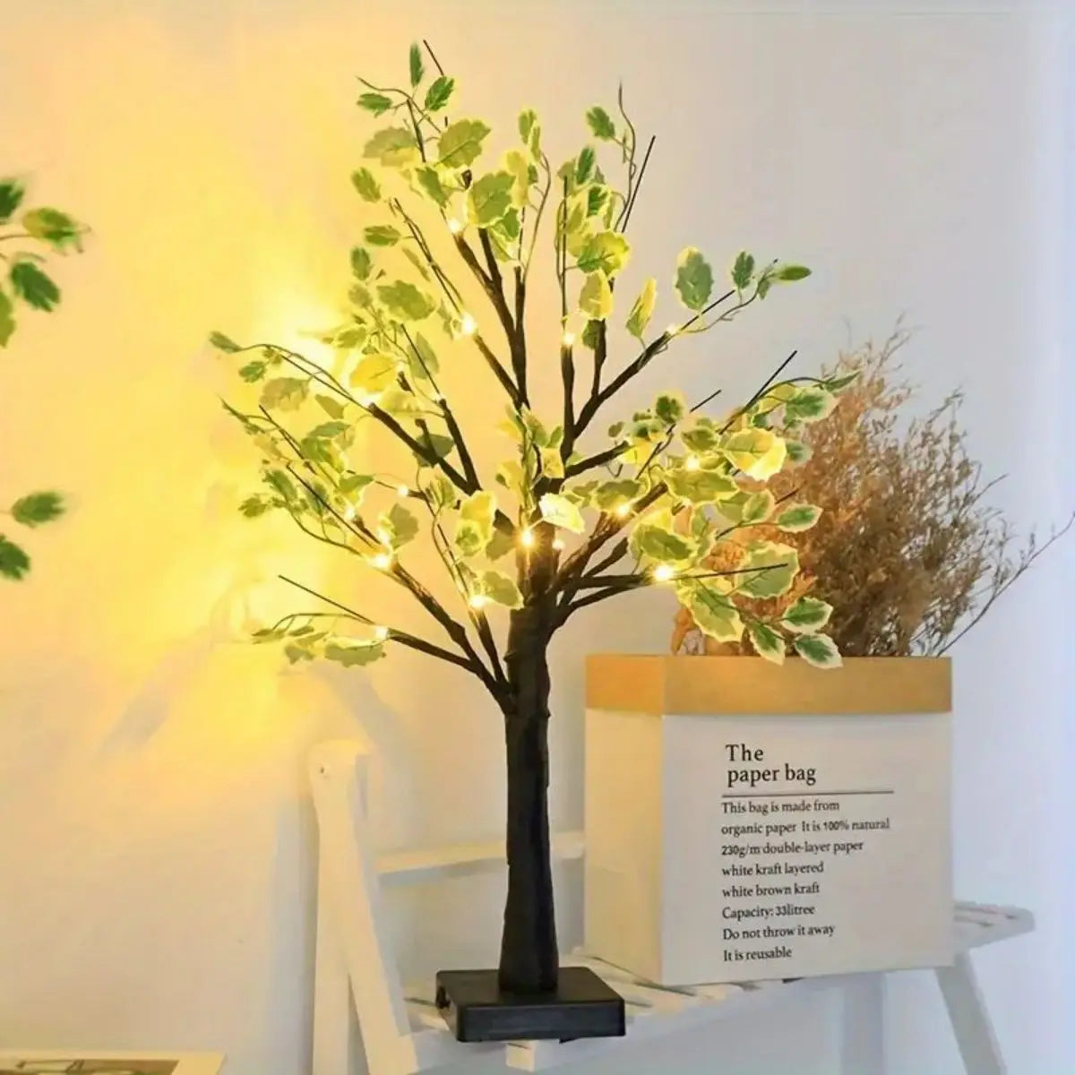 Enchanting LED Branch Light with Birch Leaves - Warm White Glow