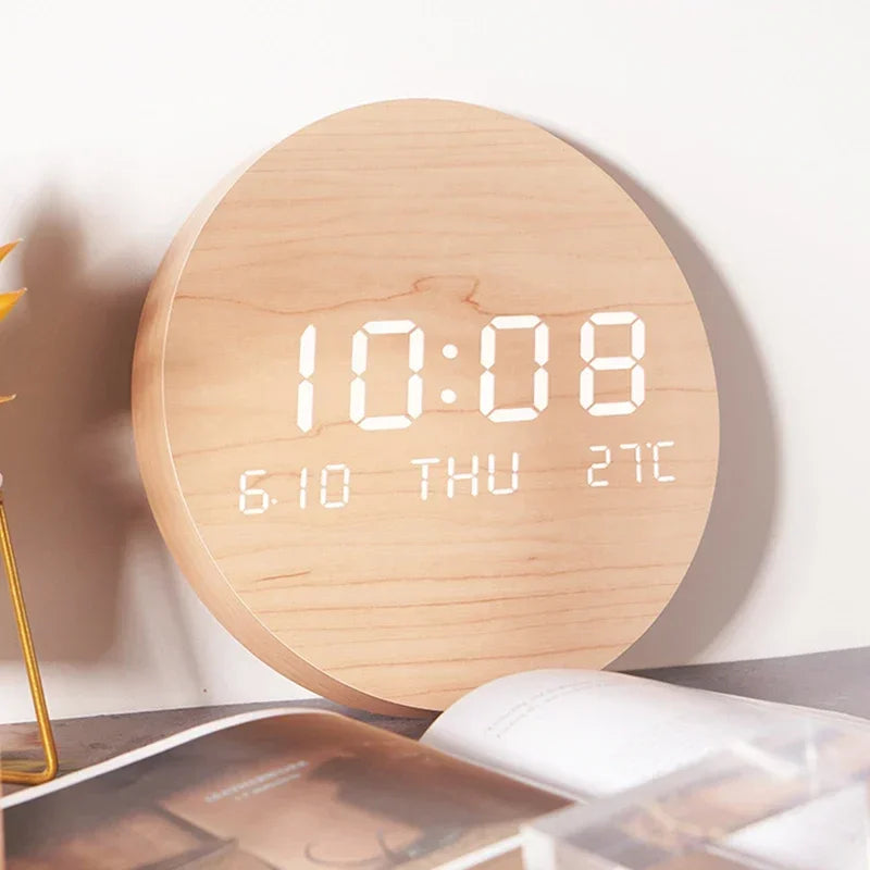 Sleek LED Digital Wall Clock with Date and Temperature Display