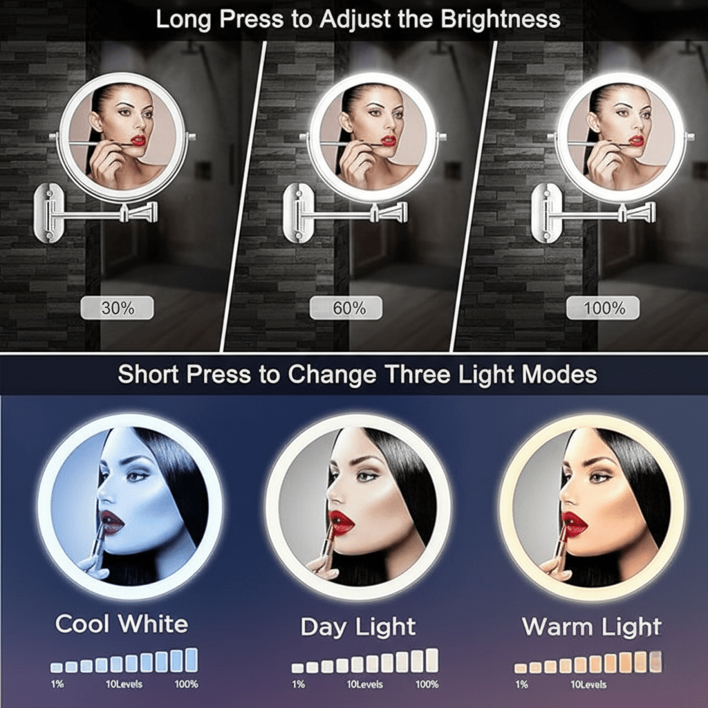 IllumiMirror - Versatile LED Magnifying Vanity Mirror