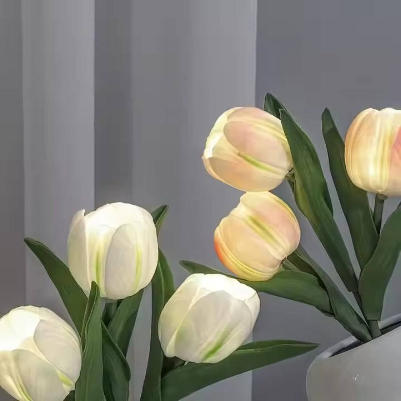 Charming LED Floral Night Light in Elegant Ceramic Vase