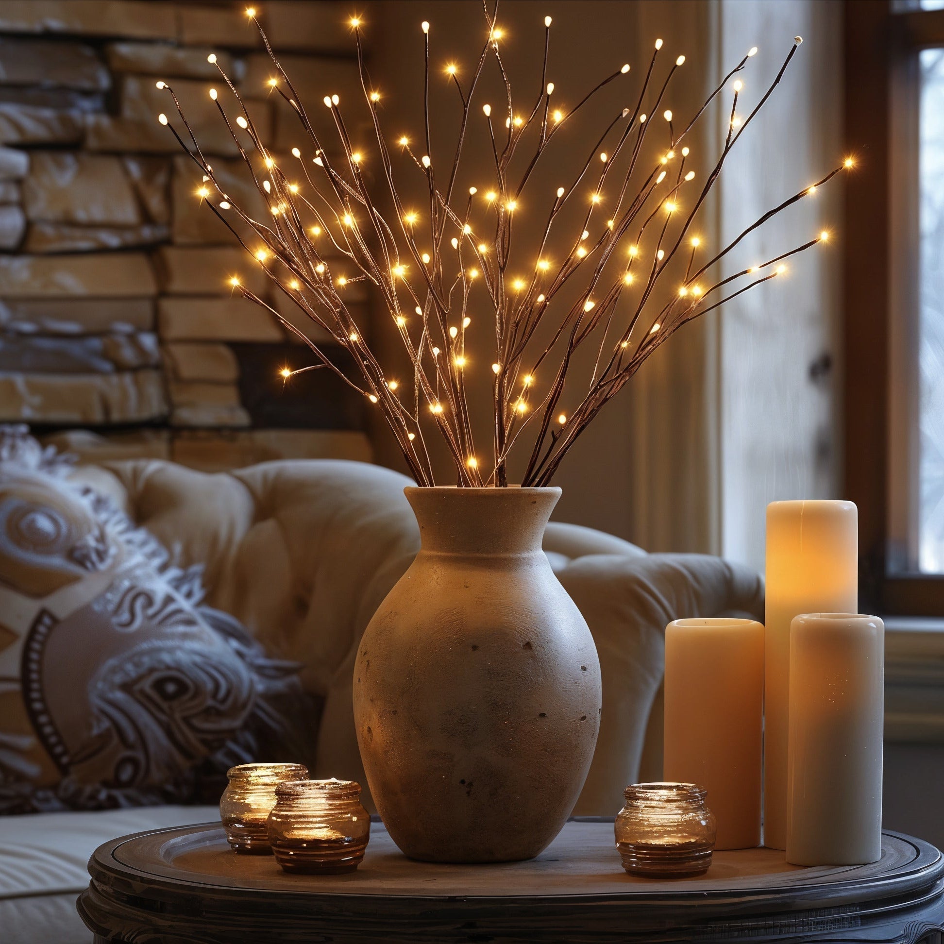 Enchanting LED Branch Lights with Warm Glow - 40 Lights