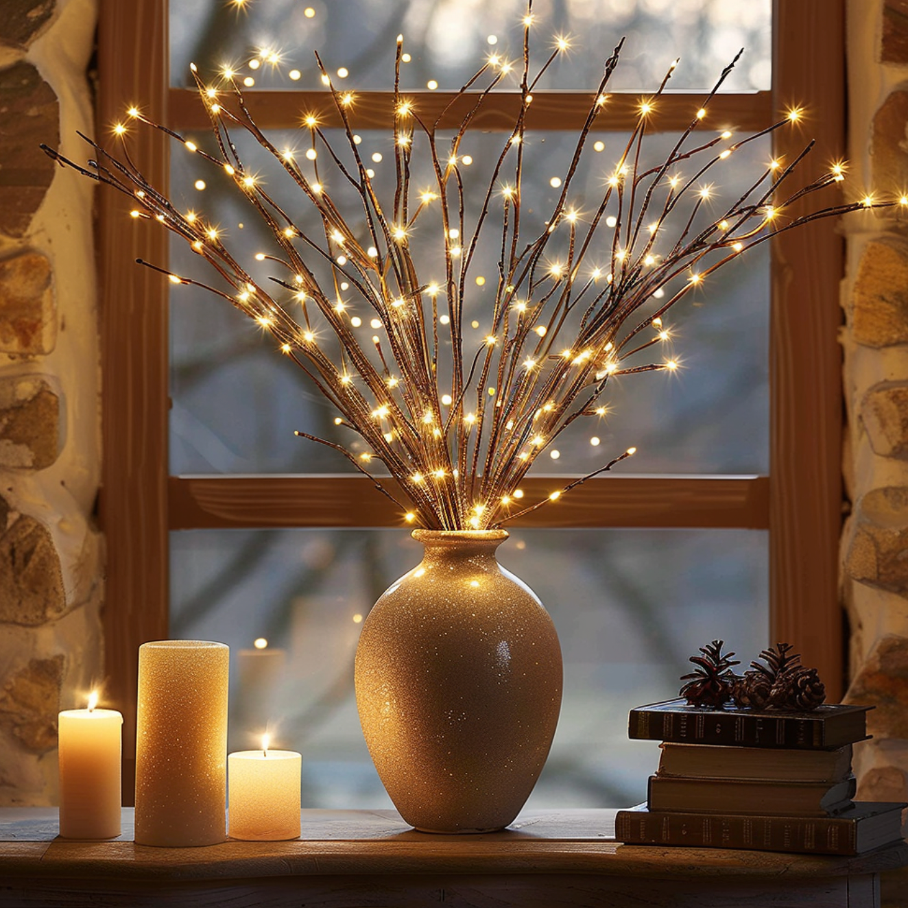 Enchanting LED Branch Lights with Warm Glow - 40 Lights