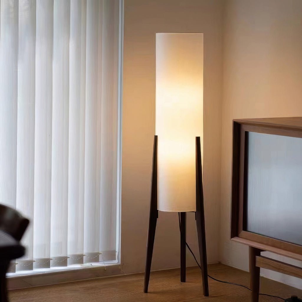 Nordic Elegance – Adjustable Walnut Floor Lamp with LED Lighting