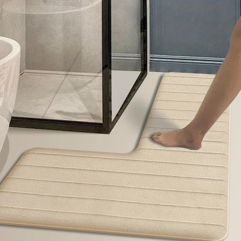 L-Shaped Non-Slip Bath Rug for Ultimate Comfort