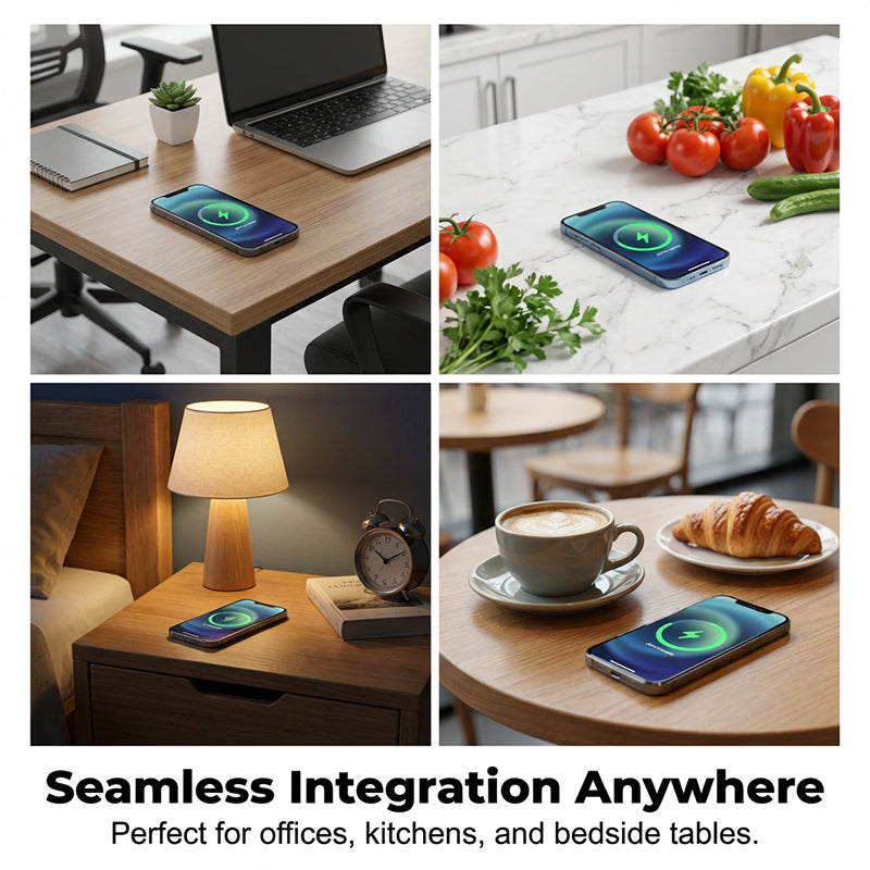 Under-Desk Charging Station | Concealed Installation | Penetrates Wood and Stone