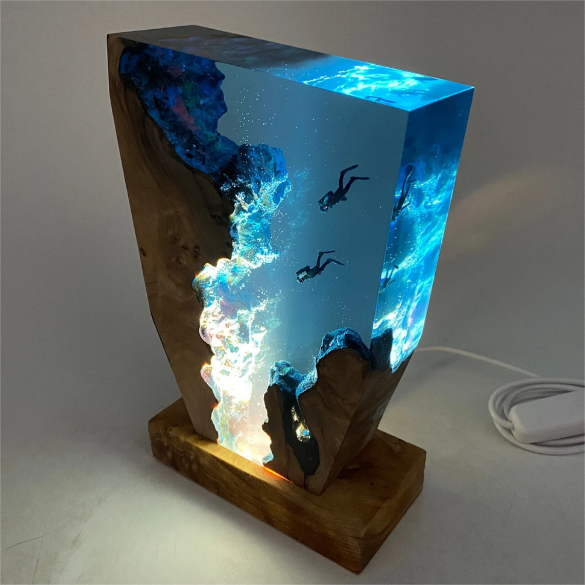 Handcrafted Ocean-Inspired Resin Lamp with Gentle Glow