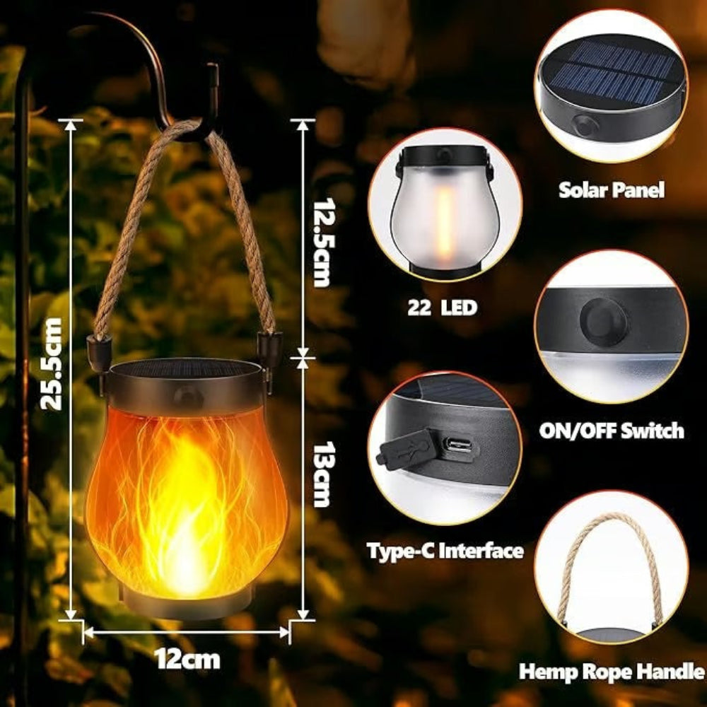 Flickering Effect Solar Lantern with Flame Design