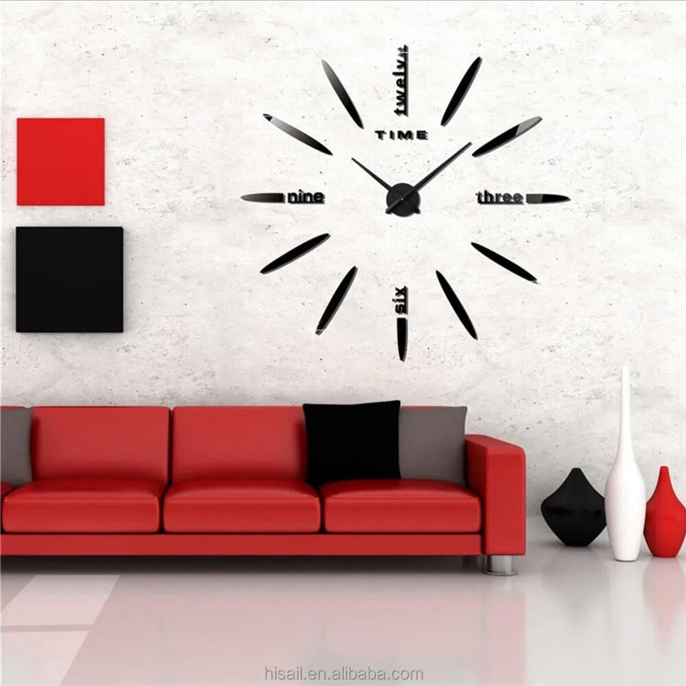 Customizable Oversized 3D Wall Clock - Silent Operation for Modern Spaces