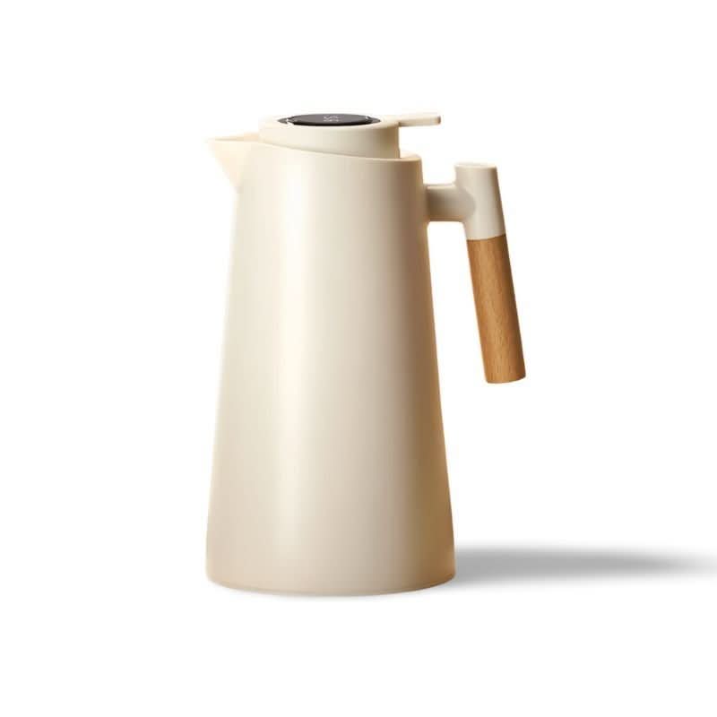 Insulated Beverage Container with Temperature Indicator & Wood Handle
