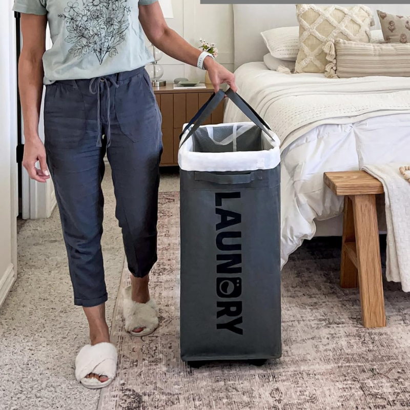 75L Versatile Laundry Trolley with Wheels and Foldable Design
