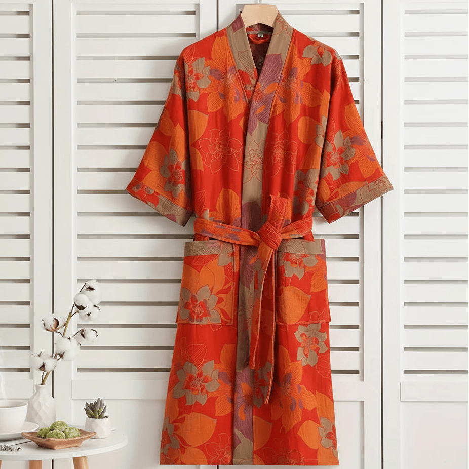 NaturaLuxe - Reversible Organic Cotton Kimono Robe for Ultimate Comfort