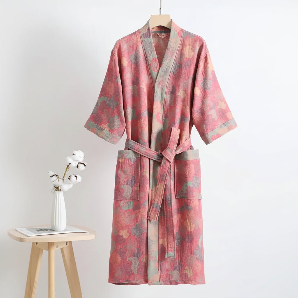 NaturaLuxe - Reversible Organic Cotton Kimono Robe for Ultimate Comfort