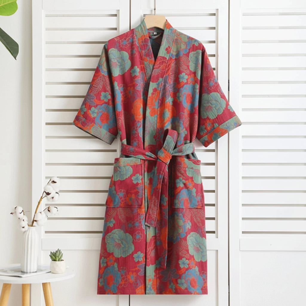 NaturaLuxe - Reversible Organic Cotton Kimono Robe for Ultimate Comfort