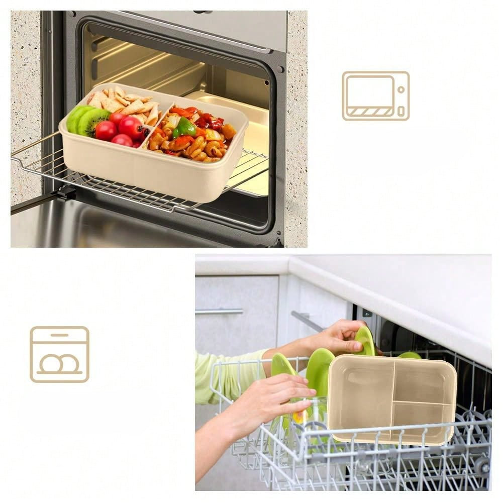 Durable 1200ml Smart Lunch Box with Cutlery and 3 Sections