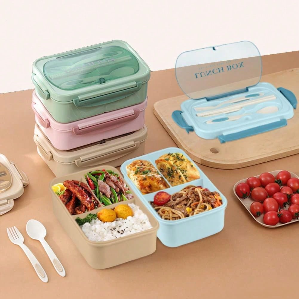 Durable 1200ml Smart Lunch Box with Cutlery and 3 Sections