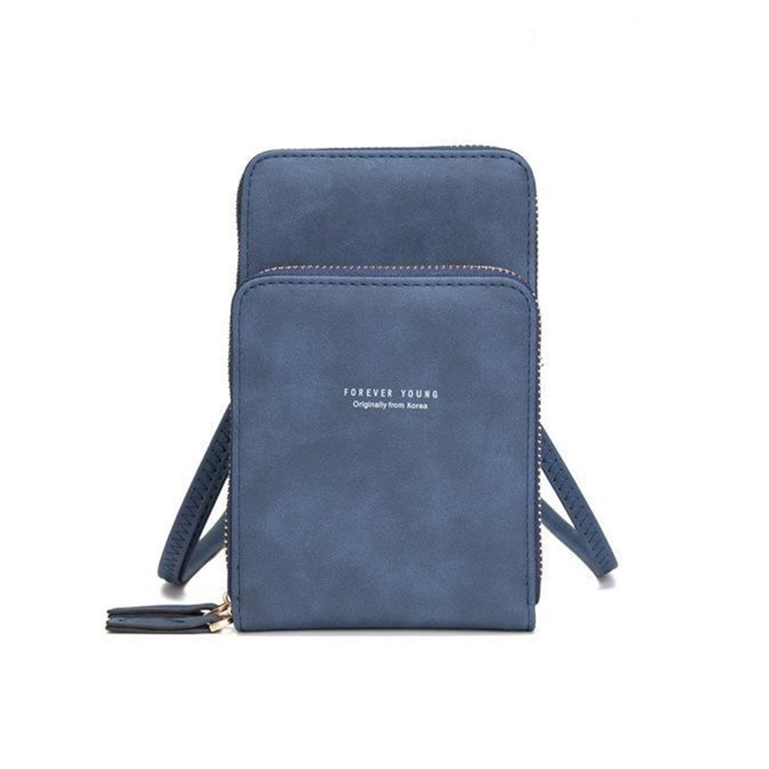 Chic Leather Phone Clutch with Safety Features and Adjustable Strap
