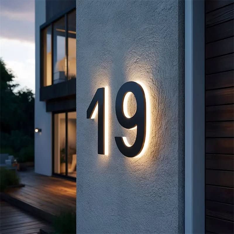 Waterproof Custom Size LED House Number Sign in Modern Style