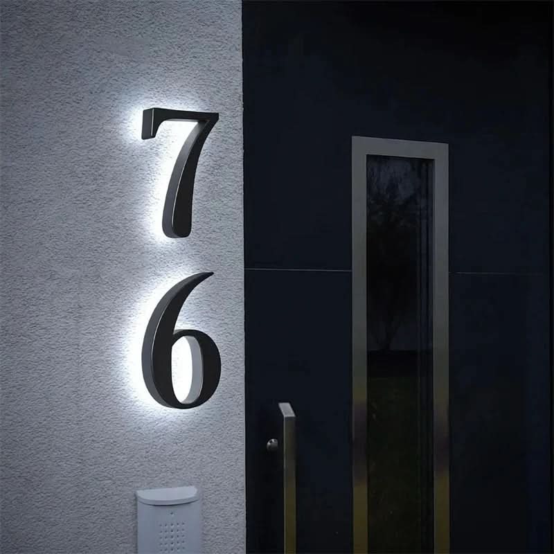 Waterproof Custom Size LED House Number Sign in Modern Style
