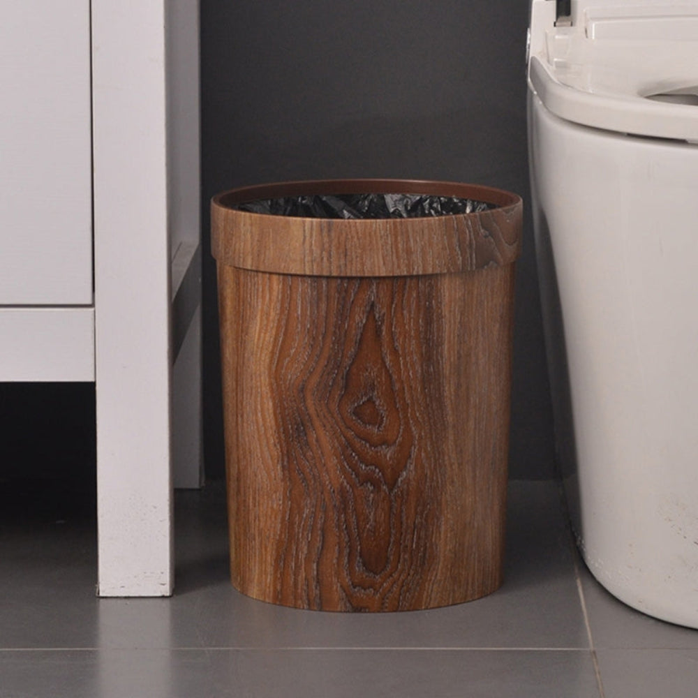 NordicCharm 8L Elegant Wooden Finish Waste Basket