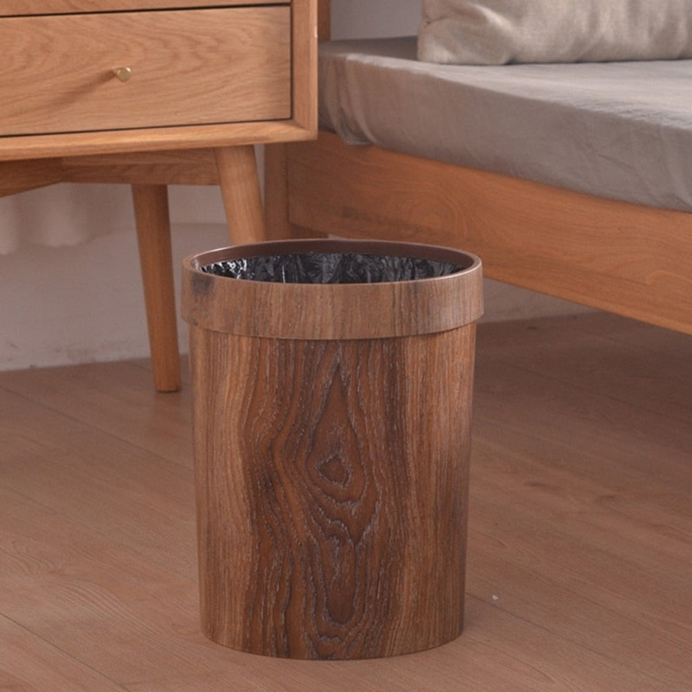 NordicCharm 8L Elegant Wooden Finish Waste Basket