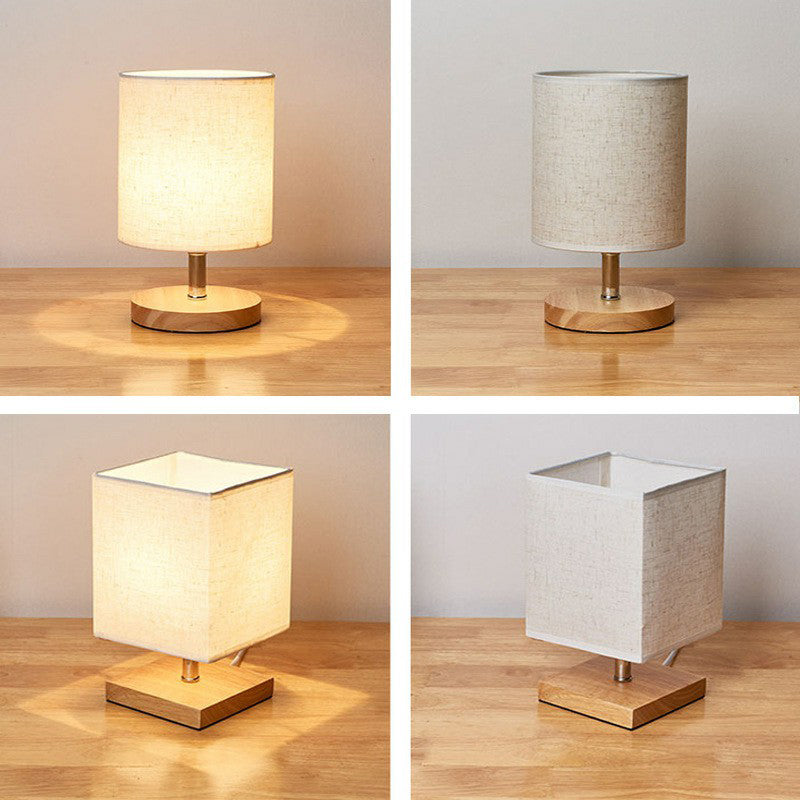 Natural Elegance Table Lamp with Wooden Base and Linen Shade