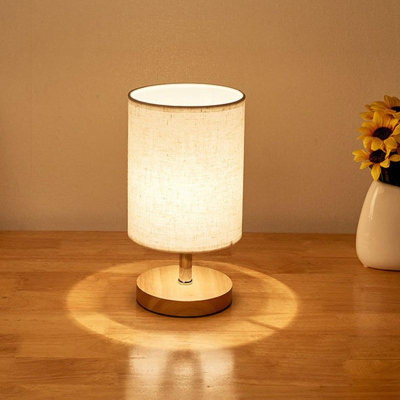 Natural Elegance Table Lamp with Wooden Base and Linen Shade