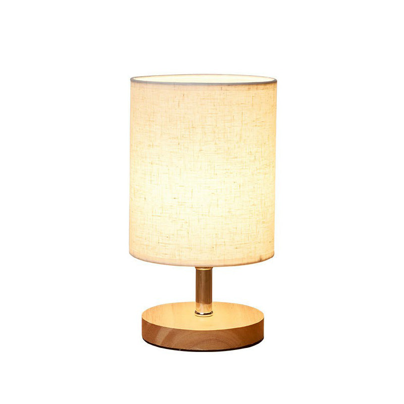 Natural Elegance Table Lamp with Wooden Base and Linen Shade