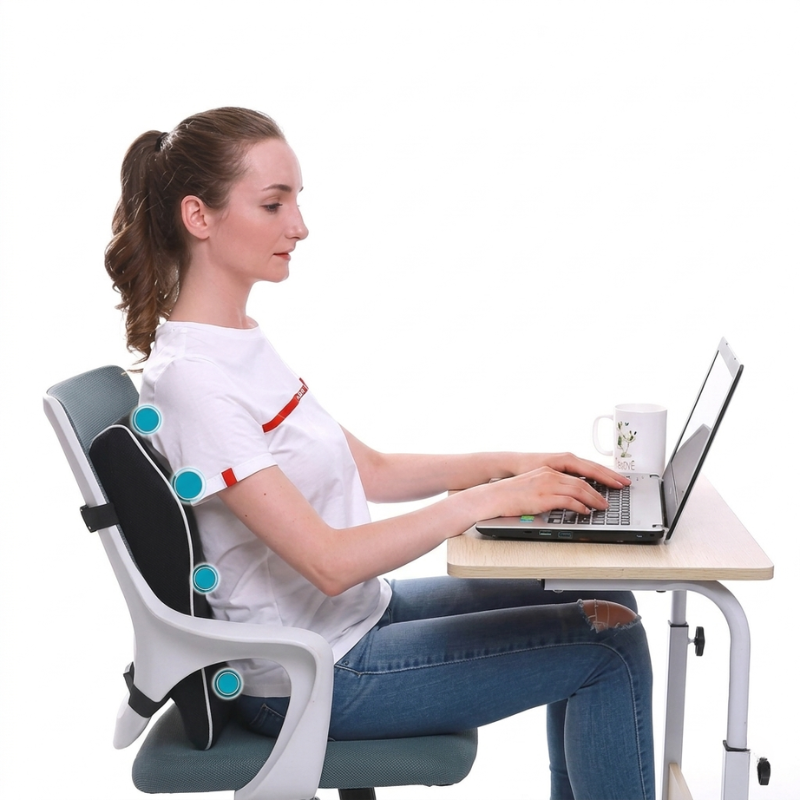 ErgoComfort Lumbar Pillow with Memory Foam and Washable Cover