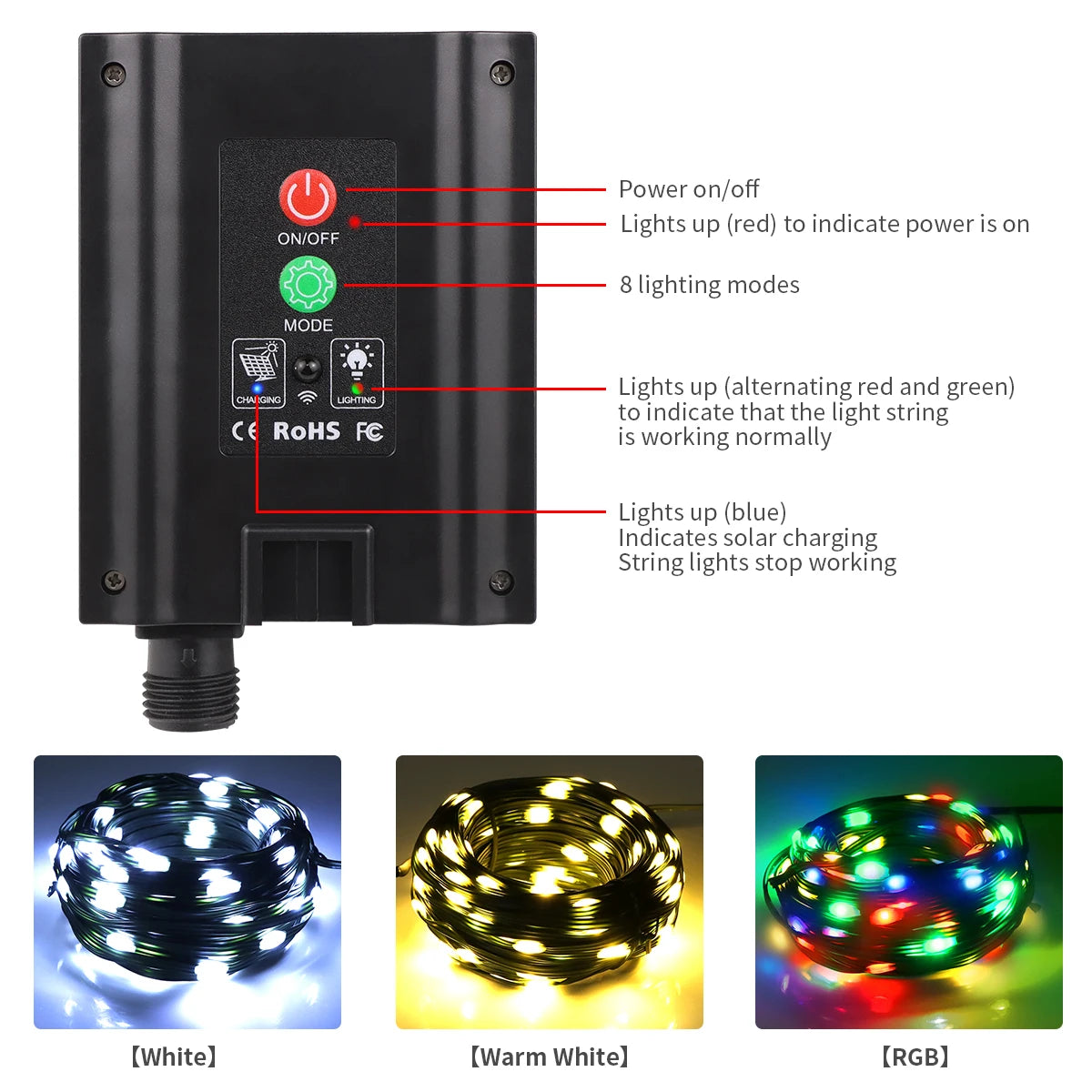 LUMENFLARE – 100M Solar String Lights with Remote & 8 Settings