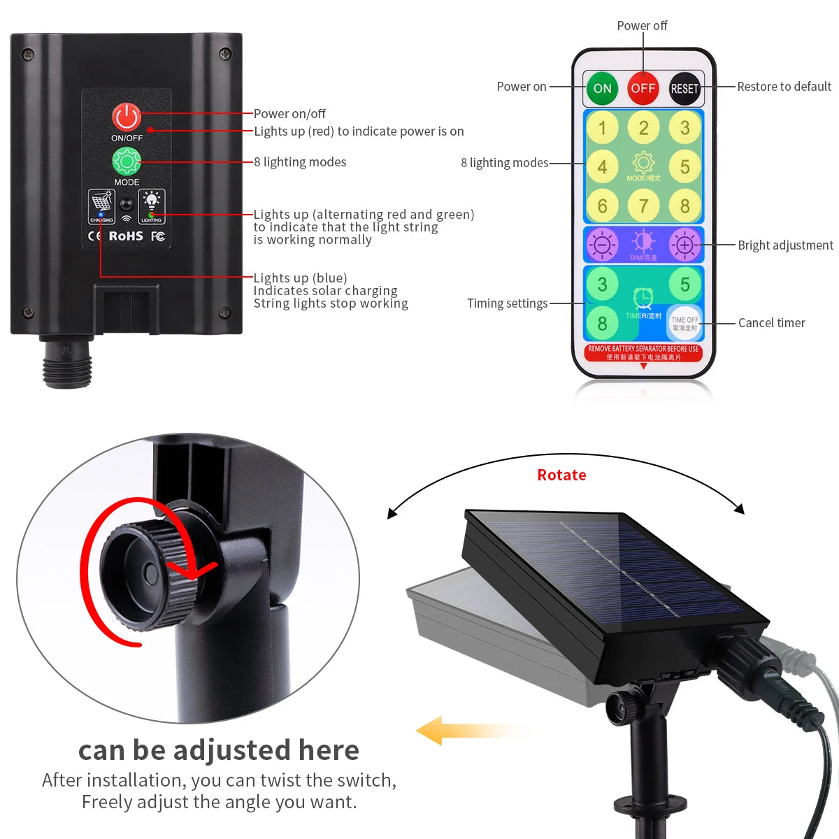 LUMENFLARE – 100M Solar String Lights with Remote & 8 Settings