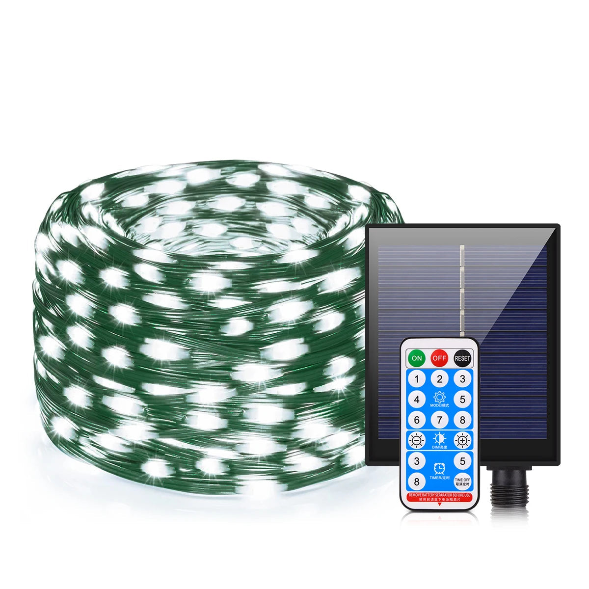 LUMENFLARE – 100M Solar String Lights with Remote & 8 Settings