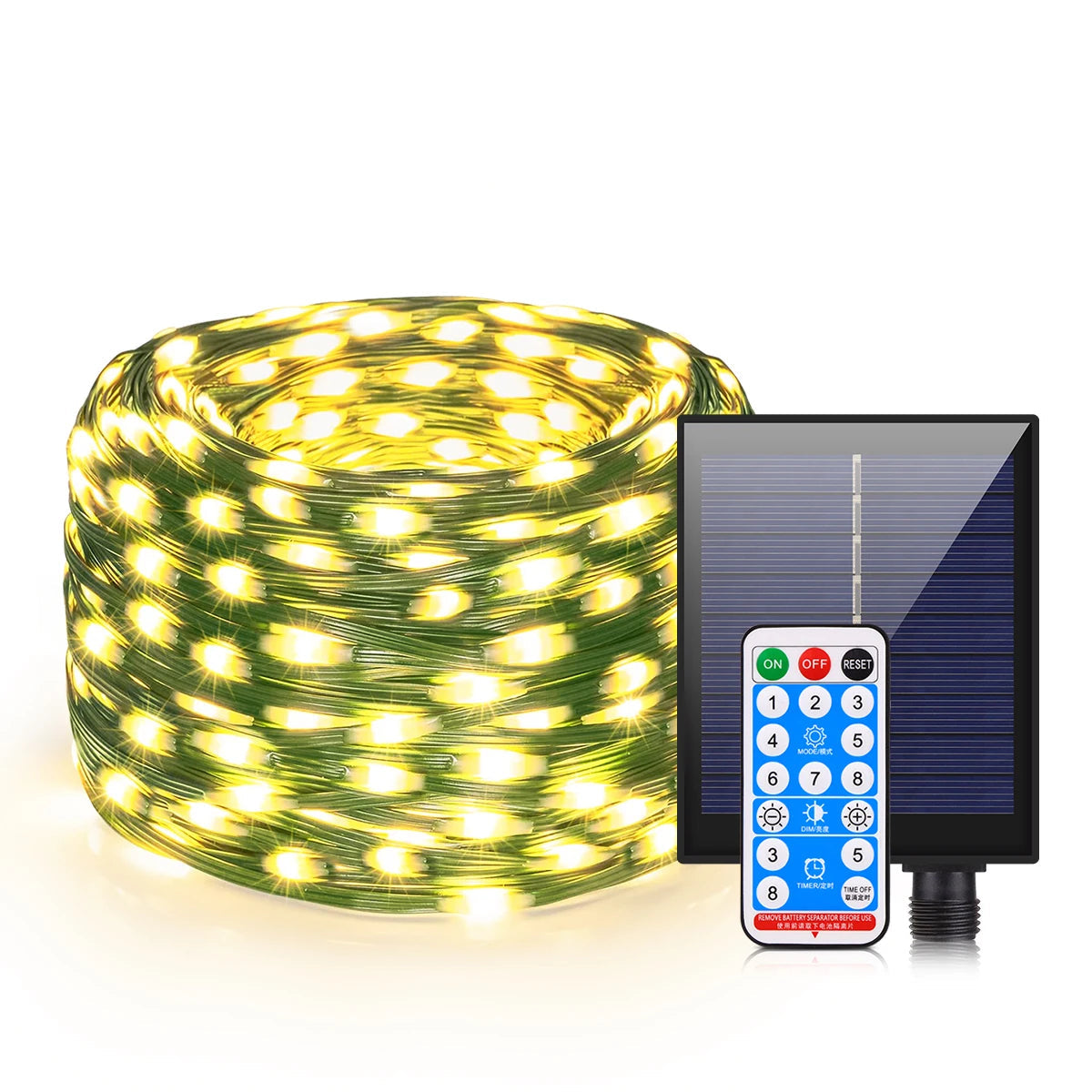 LUMENFLARE – 100M Solar String Lights with Remote & 8 Settings