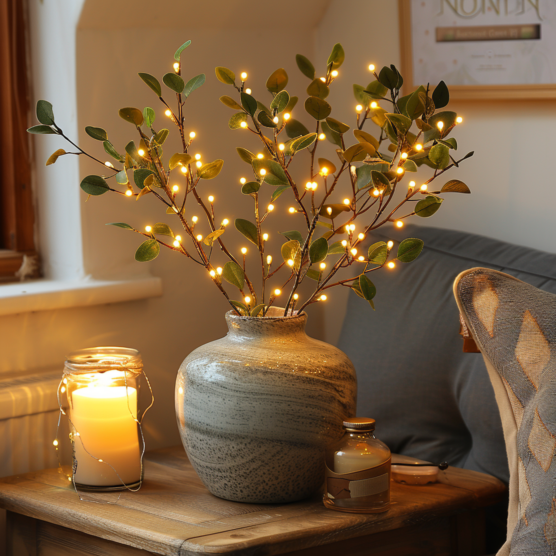 Enchanting Olive Branch LED String Lights - 70cm Warm Glow