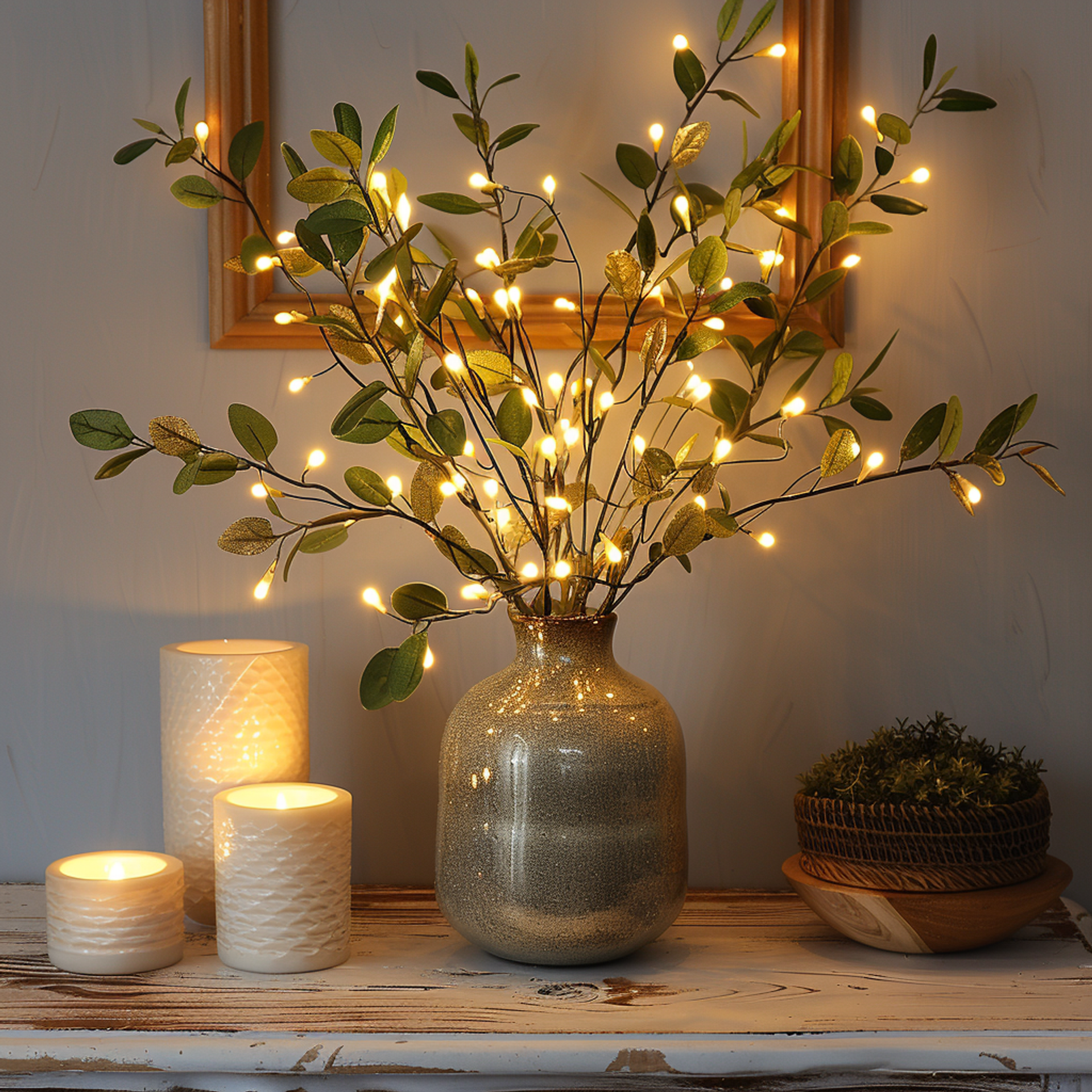 Enchanting Olive Branch LED String Lights - 70cm Warm Glow