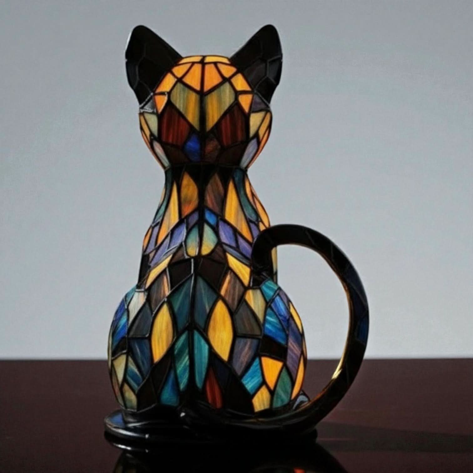 Handcrafted Cat Night Light Lamp with Warm LED Cozy Glow