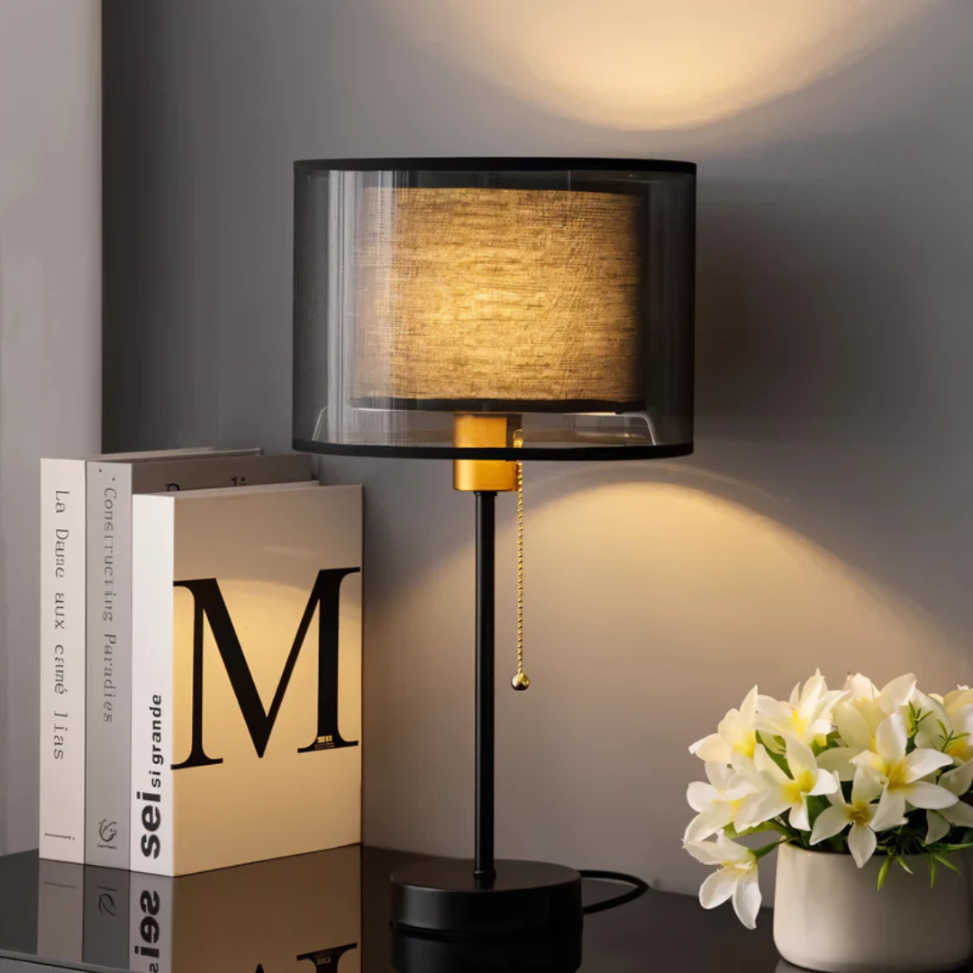 Radiant Heritage Table Lamp with Dual Fabric Shade