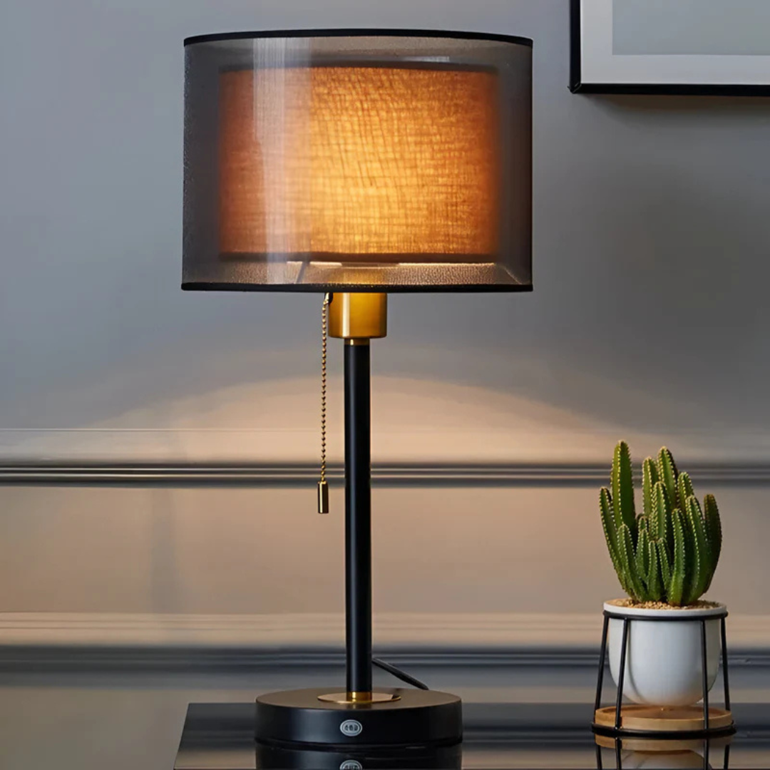 Radiant Heritage Table Lamp with Dual Fabric Shade