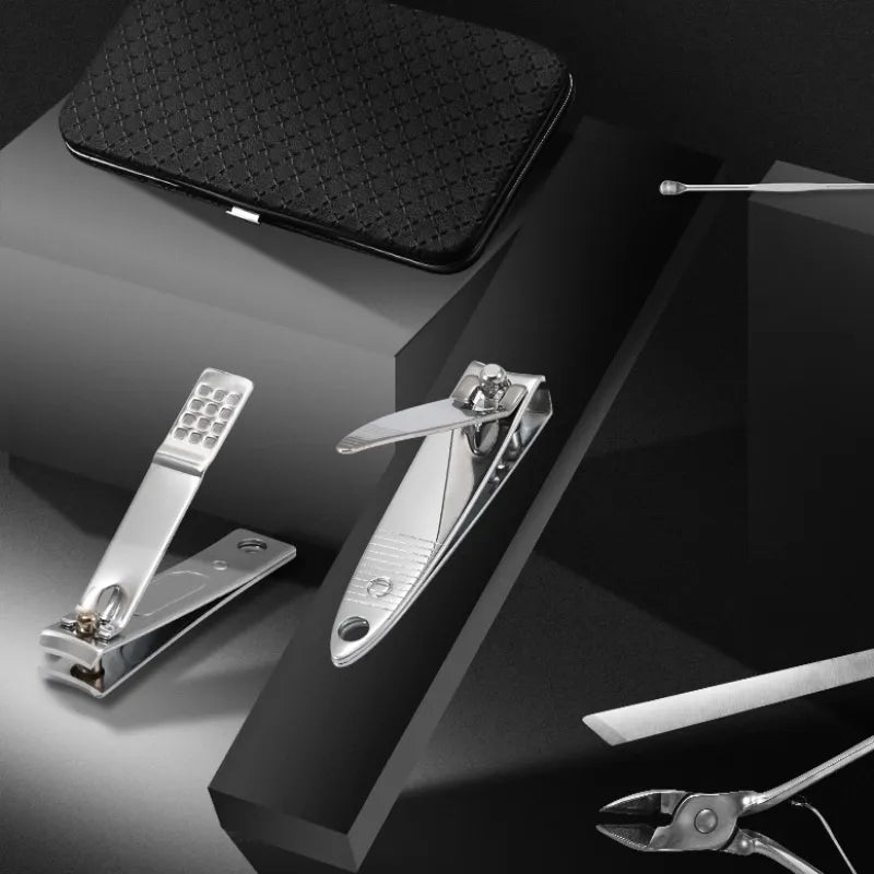 Essential 19-Piece Stainless Steel Nail Care Set with Travel Case
