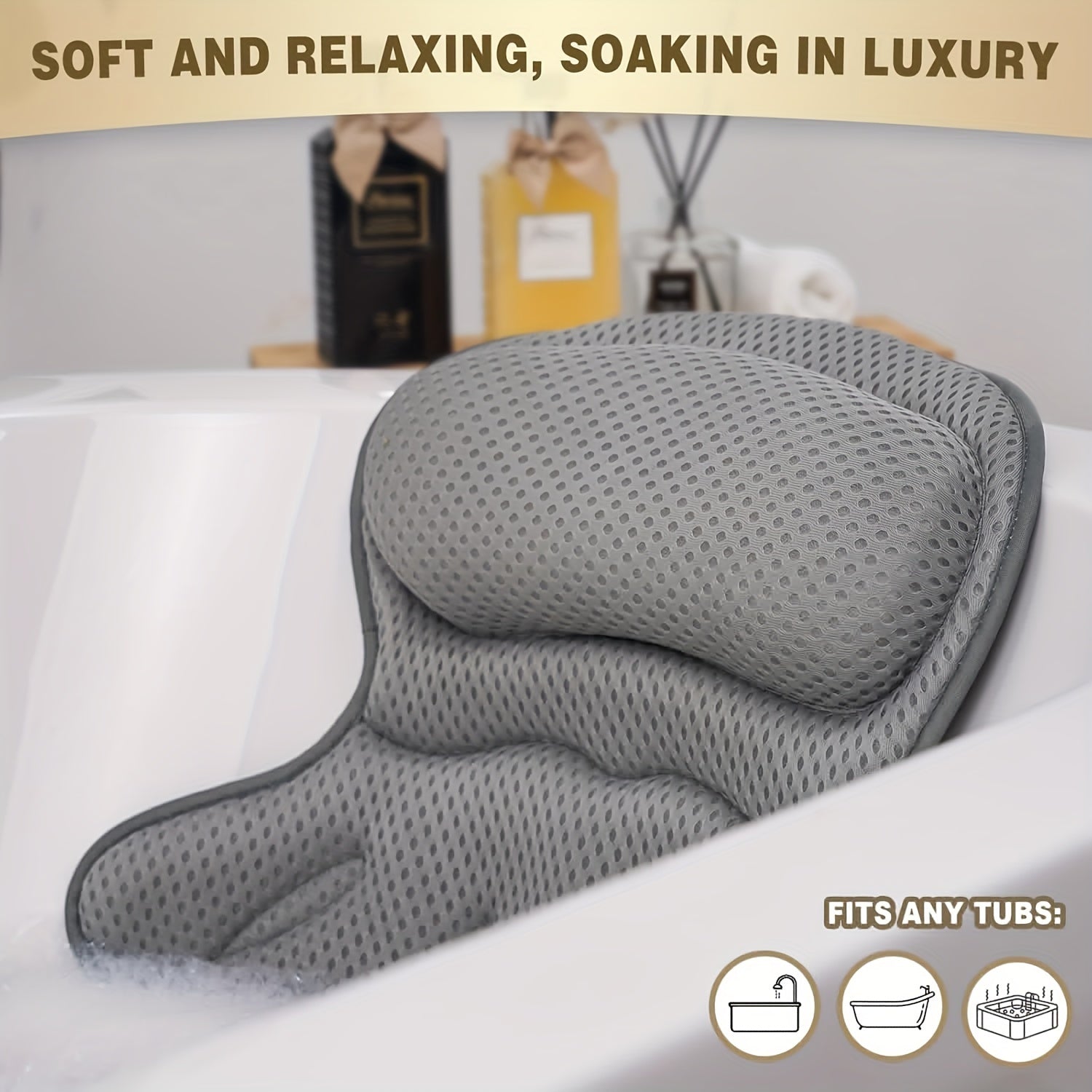 SerenityCloud 4D Bath Support Pillow for Ultimate Comfort
