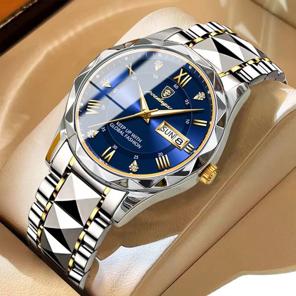 Sophisticated Men's Timepiece with Stainless Steel and Glow Features