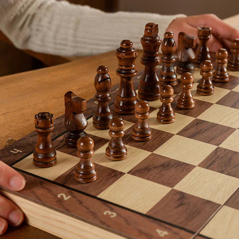 Elegant Magnetic Chess Set with Travel-Friendly Foldable Design