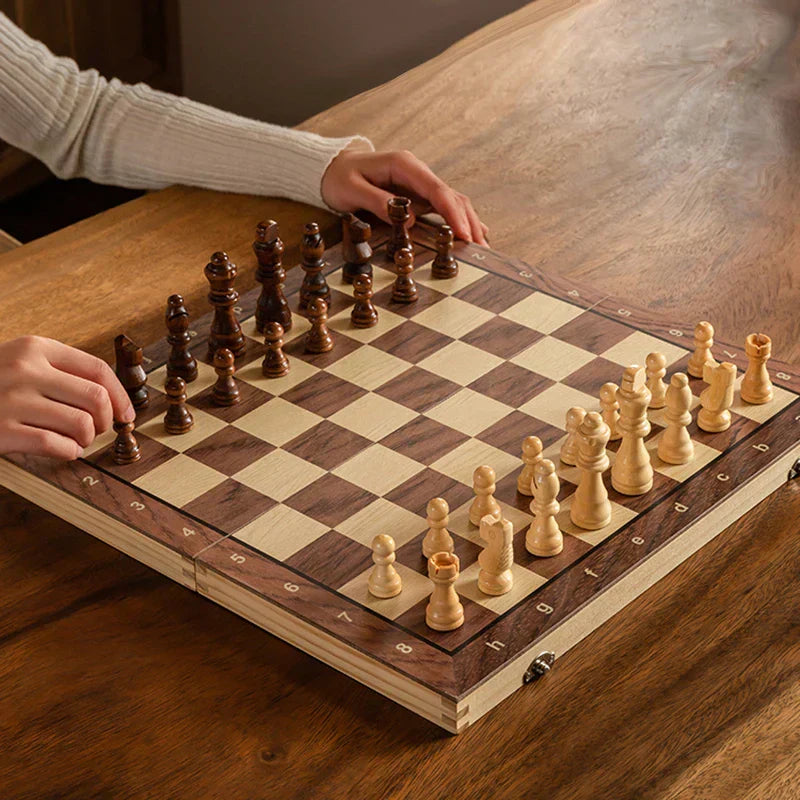 Elegant Magnetic Chess Set with Travel-Friendly Foldable Design