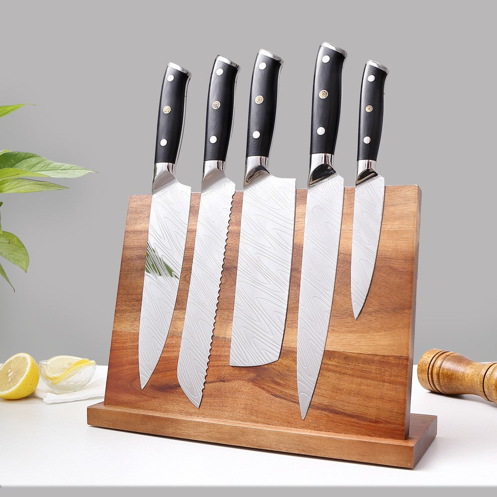 Elegant Wooden Knife Rack – Wall-Mount or Countertop Solution