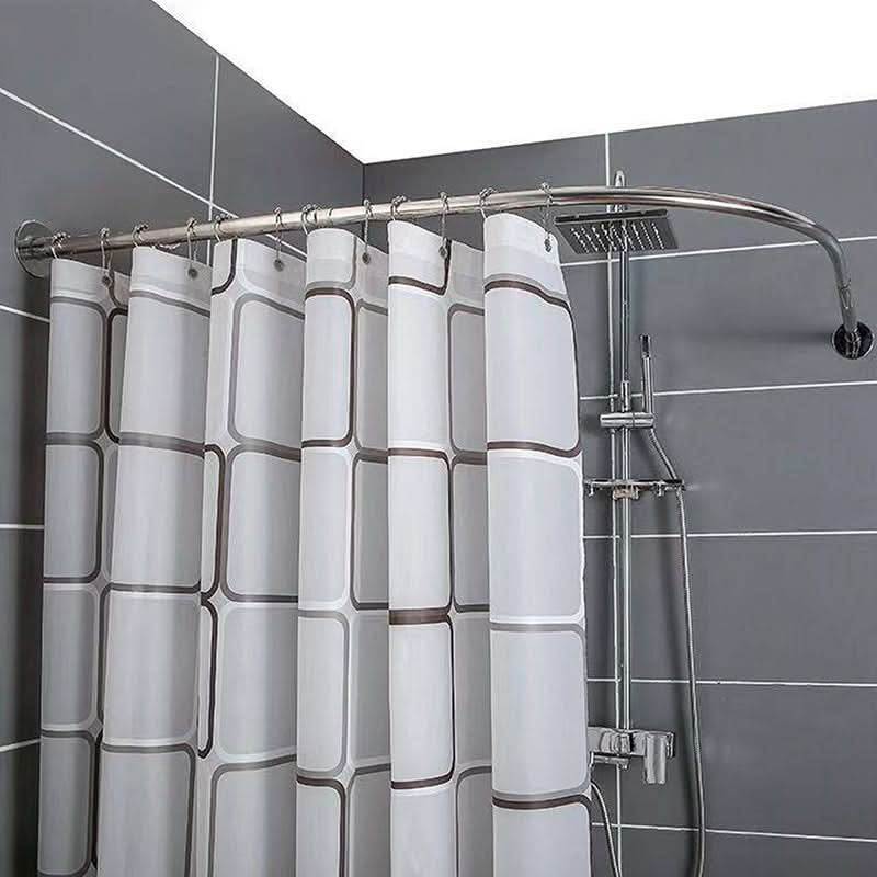 Extendable L-Shaped Shower Curtain Rod with Punch-Free Stainless Steel Installation for Contemporary Bathrooms