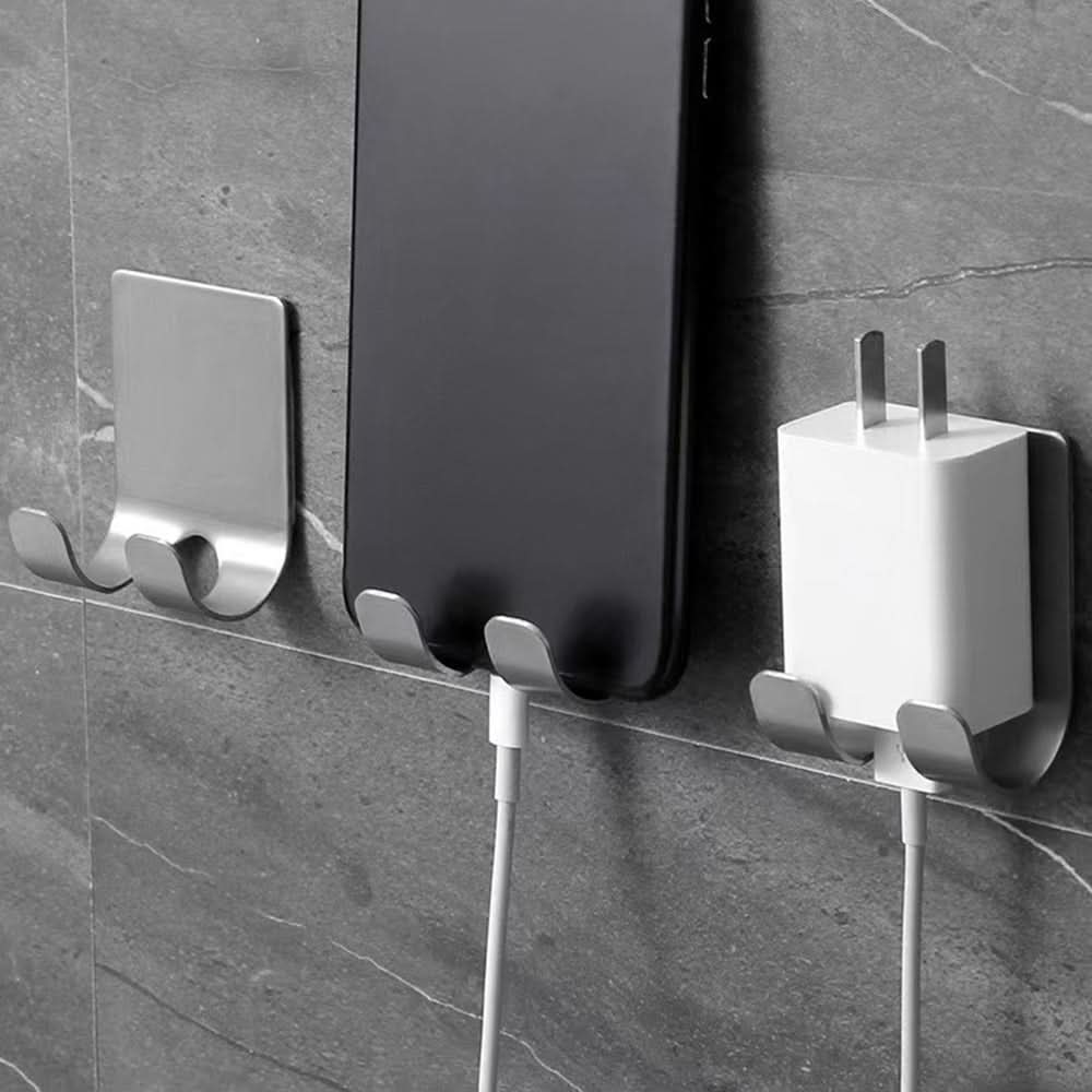 Punch-Free Razor Organizer in Space Aluminum for Tidy Bathroom Storage