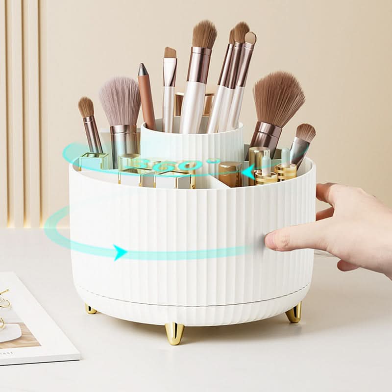 360-Degree Rotating Makeup Organizer with Multi-Slot Storage for Brushes and Essentials