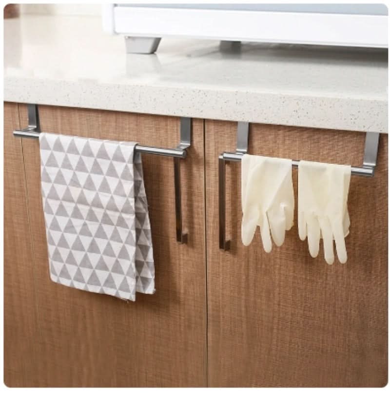 Over-the-Door Towel Rack - Stainless Steel Bar for Kitchen and Bathroom
